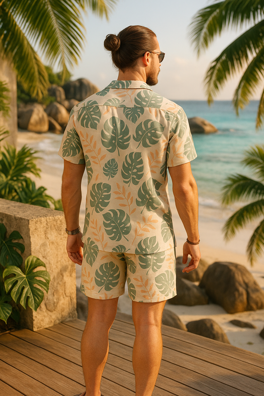 Muted Jungle Drip Shorts Set