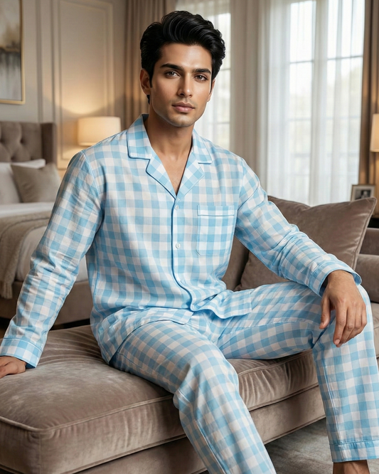 Hamptons Blue Checks Nightwear Set