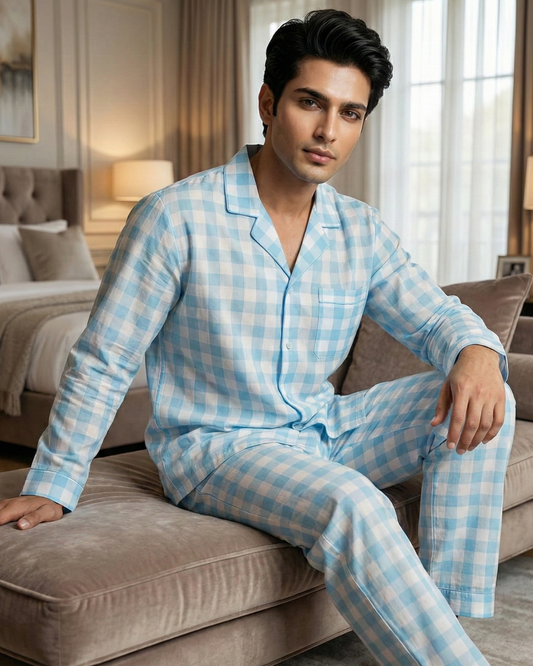 Hamptons Blue Checks Nightwear Set