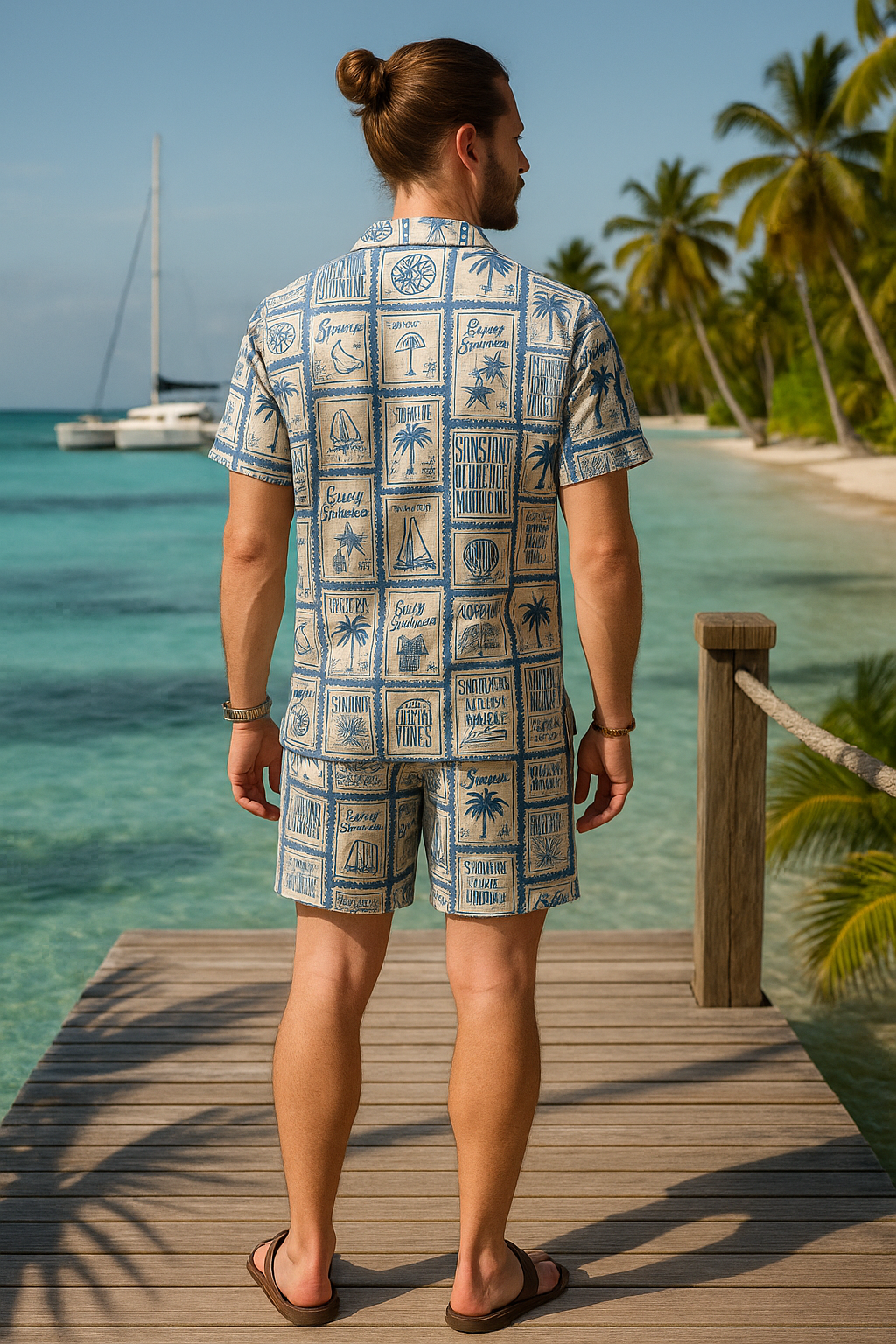 Postcards & Palm Trees Shorts Set